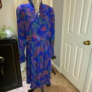 Diane Freis Blue Paisley Dress